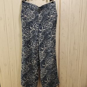 Anthropologie Navy and White Wide Leg Pants
